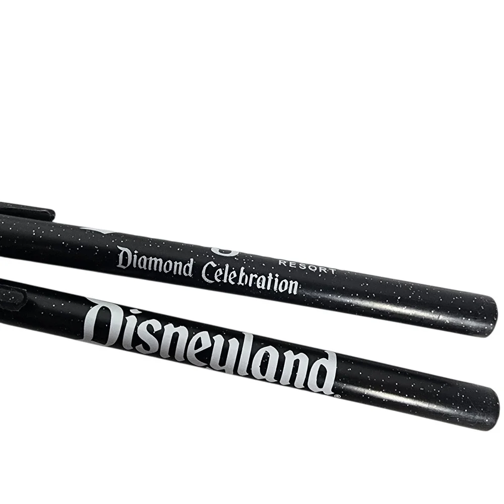 Disneyland‎ Diamond Celebration Resort Pens Black Glitter Set of 2 Souvenir